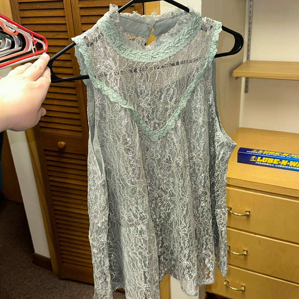 Brand new sage and silver dress tank